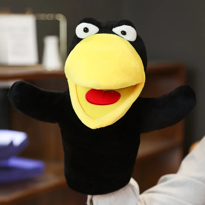 Plush Crow and Fox Hand Puppets, Soft Stuffed Cartoon Learning Toy for Kids
