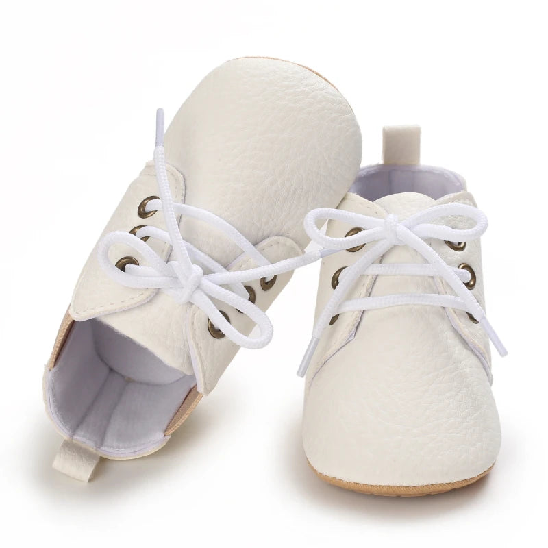 New Baby Shoes Retro Leather Boy Girl Multicolor Toddler Rubber Sole Anti-Slip First Walkers Infant Moccasins