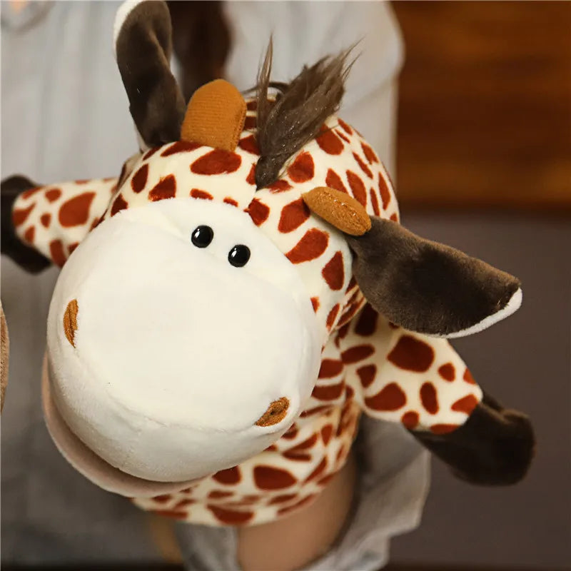 Plush Animal Hand Puppets, Dinosaur Lion Giraffe Tiger Rabbit Dog Duck Frog Gift Toy