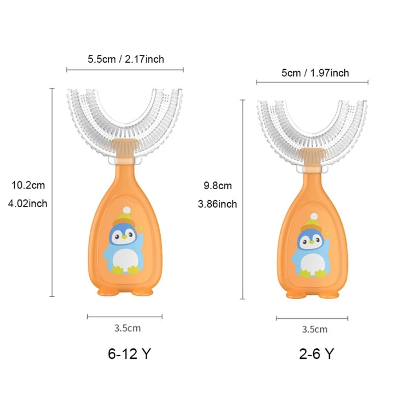 Children U-Shape Toothbrush - Soft Silicone Training Teethbrush for 2-12 Years Kids Oral Care