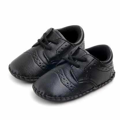 Meckior New Baby Shoes – Retro Leather Boy & Girl Toddler Shoes, Anti-Slip Rubber Sole First Walkers Crib Shoes