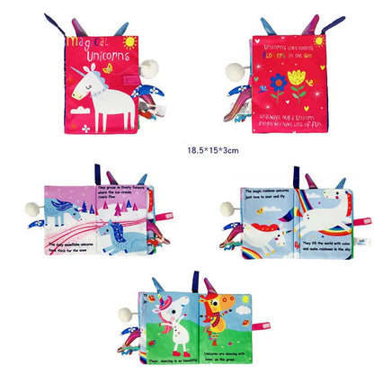 Baby Tail Cloth Book – Interactive Early Learning Toy with Sound Paper and Rattle for Ages 0–36 Months