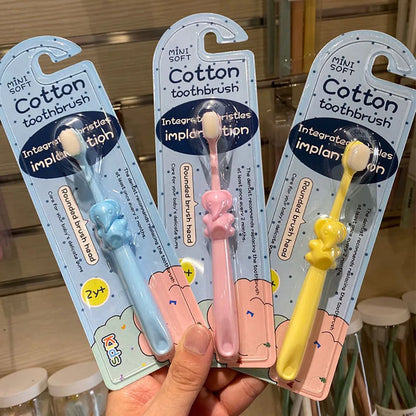 Toothbrush for Kids Colorful Lovely Cartoon Modeling, Soft Bristles Children’s Toothbrush with Cartoon Handle, Tongue Scraper Coating