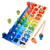 Montessori Wooden Math Toy - Magnetic Fish Puzzle & Bead Counting Clip for Kids