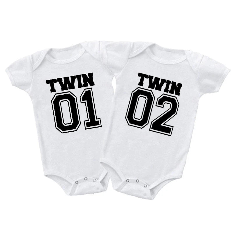 Matching Twin Baby Bodysuits – Cotton Onesies for Boys & Girls | Newborn Twin Outfits | Summer Romper Gift for Twins