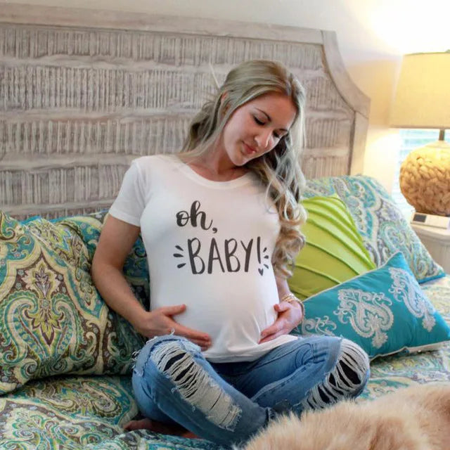 See You Soon Summer Tees Women T-shirts Slim Maternity Funny Letter Tops O-Neck Pregnancy T-shirts for Pregnant Women