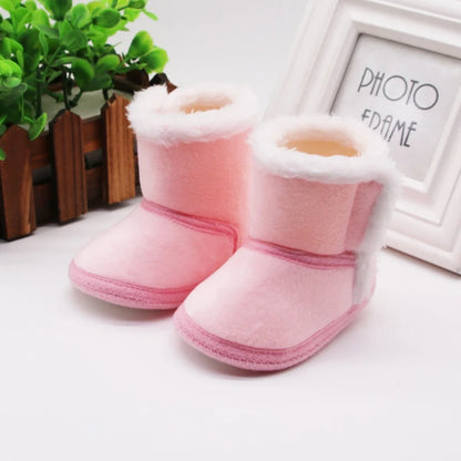Jlong Winter Newborn Soft Sole First Walker Baby Shoes – Fur Warm Snow Boots for Girls (0-18 Months)