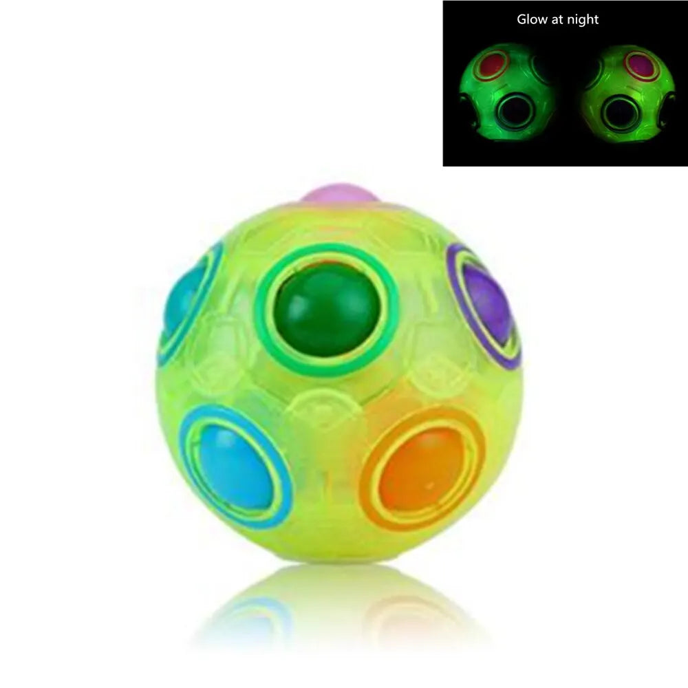 Rainbow Ball Puzzle Magic Cube – Luminous 3D Fidget Toy for Kids and Adults