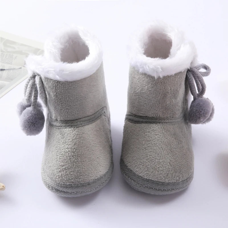 Baywell Baby Boots – Autumn Winter Warm Newborn Girls & Boys Walking Shoes, Soft Sole Fur Non-Slip Snow Boots (0-18M)