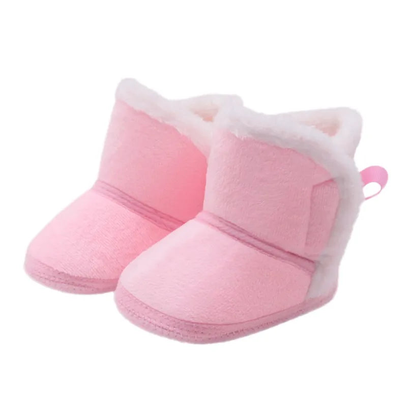 Jlong Winter Newborn Soft Sole First Walker Baby Shoes – Fur Warm Snow Boots for Girls (0-18 Months)