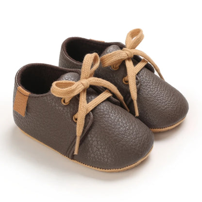 HAIZHIW Newborn Baby Boy & Girl Leather Shoes – Infant First Walkers, Non-Slip Rubber Toddler Retro Shoes (0-18M)