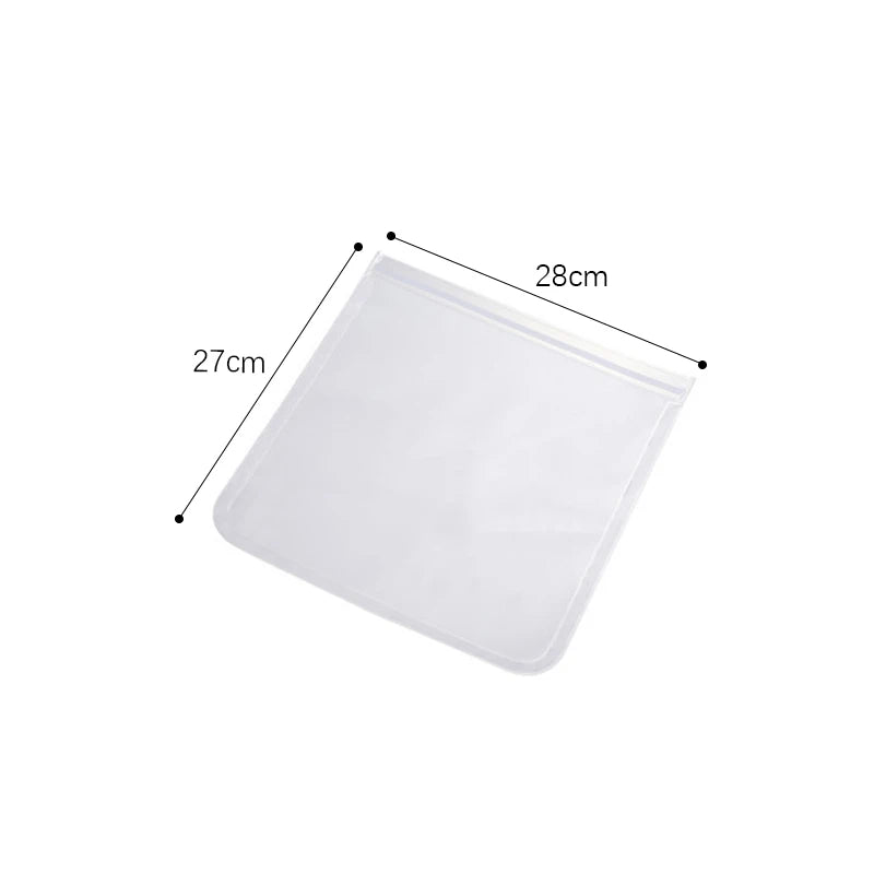 Reusable Silicone Food Storage Bag - Leakproof Zip-Closure Stand Up Bags for Fresh Food Storage, Sealed Fresh Wrap Containers