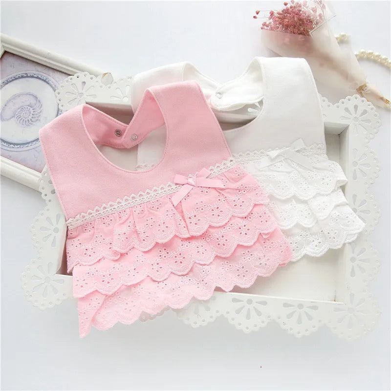 Lawadka Baby Bibs for Girls – 100% Cotton Newborn Princess Lace Bow, Cute Burp Cloths for Boys & Girls, Infant Saliva Towels (0-2Y) - Kidzy Market