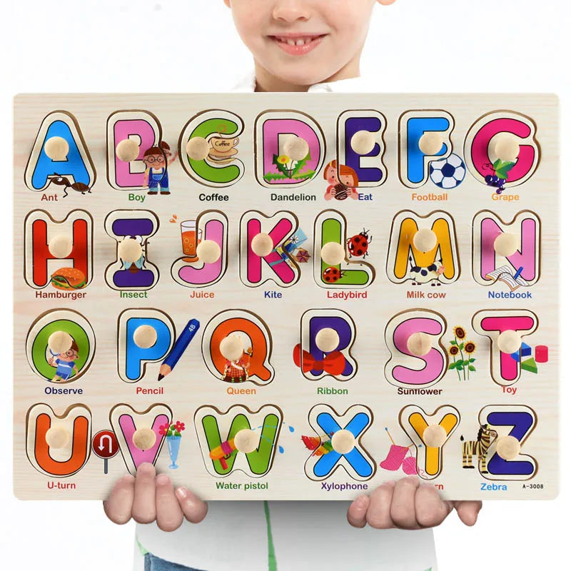 Montessori Wooden Puzzles, Hand Grab Boards, Tangram Jigsaw Baby Educational Toy, Cartoon Vehicle, Animals & Fruits 3D Puzzles