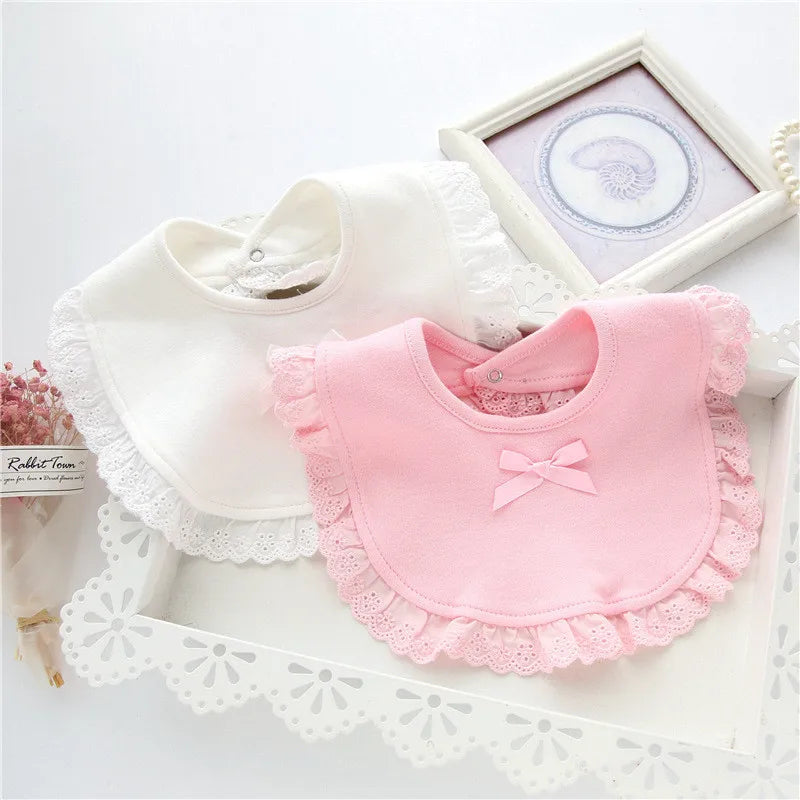 Lawadka Baby Bibs for Girls – 100% Cotton Newborn Princess Lace Bow, Cute Burp Cloths for Boys & Girls, Infant Saliva Towels (0-2Y) - Kidzy Market