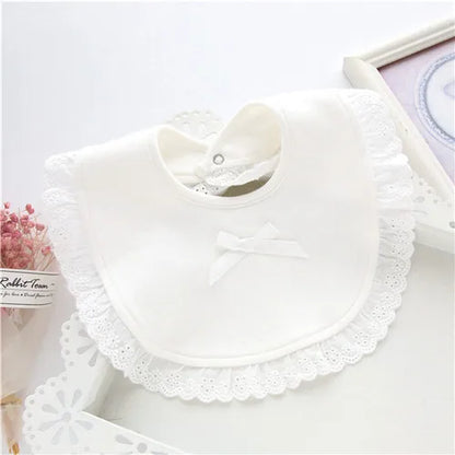 Lawadka Baby Bibs for Girls – 100% Cotton Newborn Princess Lace Bow, Cute Burp Cloths for Boys & Girls, Infant Saliva Towels (0-2Y) - Kidzy Market