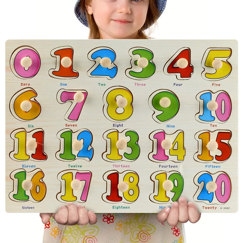 Montessori Wooden Puzzles, Hand Grab Boards, Tangram Jigsaw Baby Educational Toy, Cartoon Vehicle, Animals & Fruits 3D Puzzles