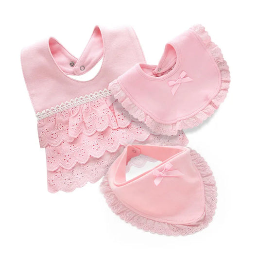 Lawadka Baby Bibs for Girls – 100% Cotton Newborn Princess Lace Bow, Cute Burp Cloths for Boys & Girls, Infant Saliva Towels (0-2Y) - Kidzy Market