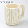 12.2 oz (360ml) Building-Block Compatible Personalized Kids Travel Mug – White Plastic Tumbler with Handle & DIY Brick Pack