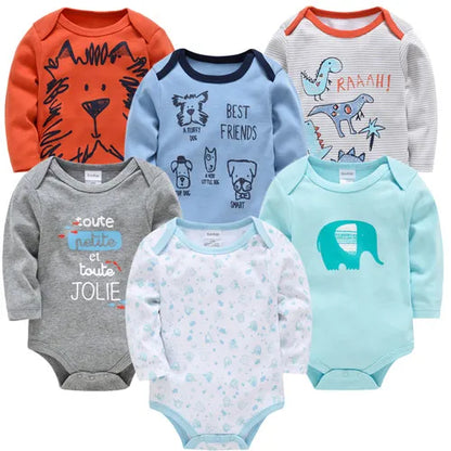 Kavkas 6PCS/3PCS Baby Bodysuit Set – Long Sleeve 100% Cotton Newborn Onesies (0-12 Months)