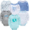 Kavkas 6PCS/3PCS Baby Bodysuit Set – Long Sleeve 100% Cotton Newborn Onesies (0-12 Months)
