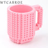 12.2 oz (360ml) Building-Block Compatible Personalized Kids Travel Mug – White Plastic Tumbler with Handle & DIY Brick Pack