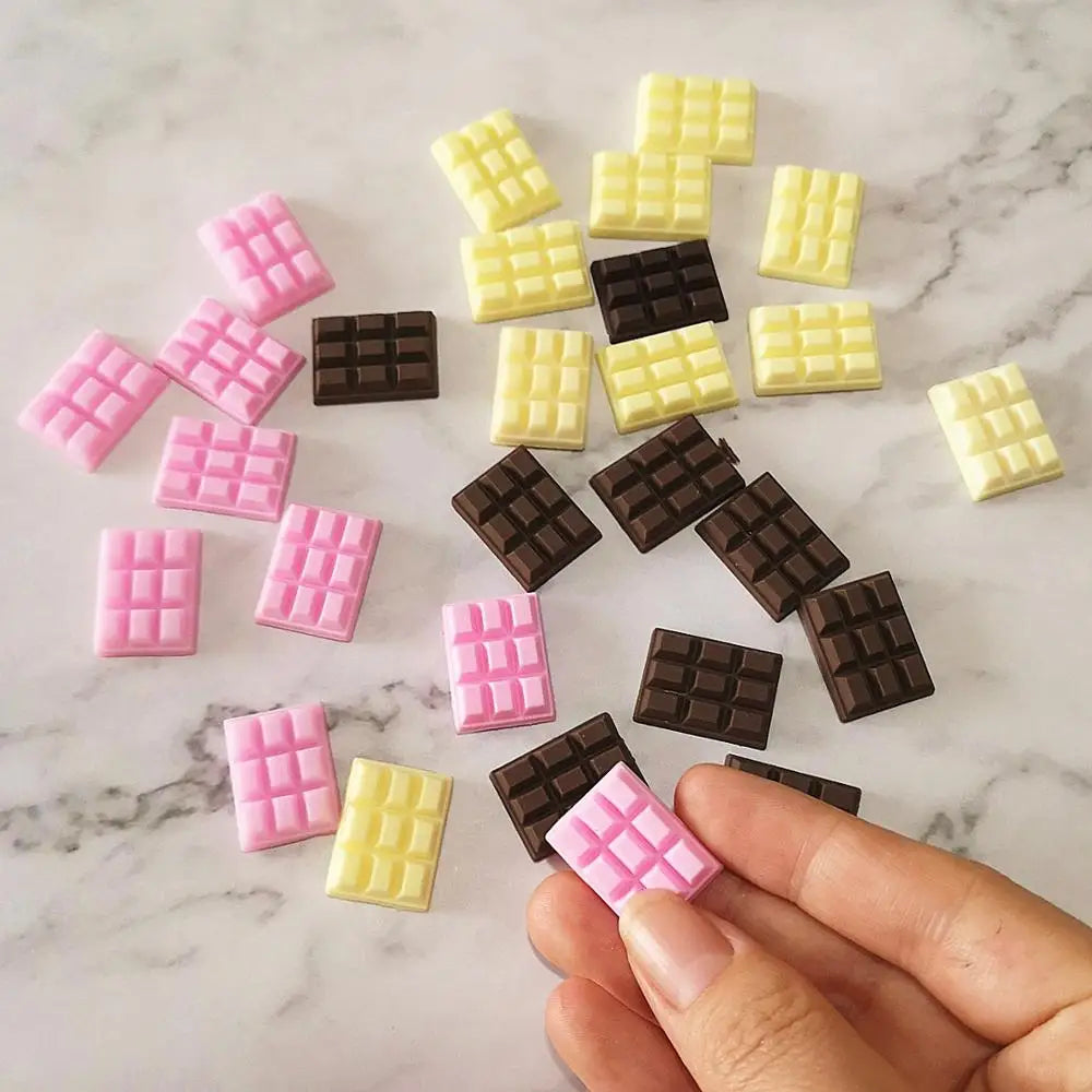 10pcs 23x16mm Mix Chocolate Polymer Slime Box - DIY Modeling Clay Kit with Charms, Plasticine Accessories for Kids