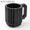 12.2 oz (360ml) Building-Block Compatible Personalized Kids Travel Mug – White Plastic Tumbler with Handle & DIY Brick Pack