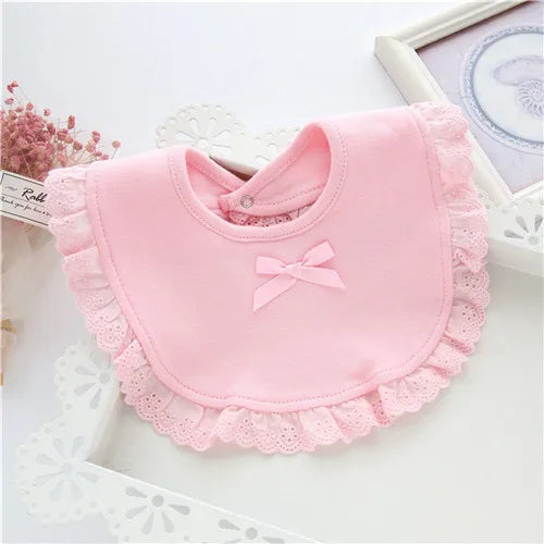 Lawadka Baby Bibs for Girls – 100% Cotton Newborn Princess Lace Bow, Cute Burp Cloths for Boys & Girls, Infant Saliva Towels (0-2Y) - Kidzy Market