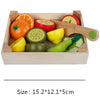 Wooden Pretend Play Kitchen Cutting Fruit and Vegetable Set – Montessori Educational Toy for Kids
