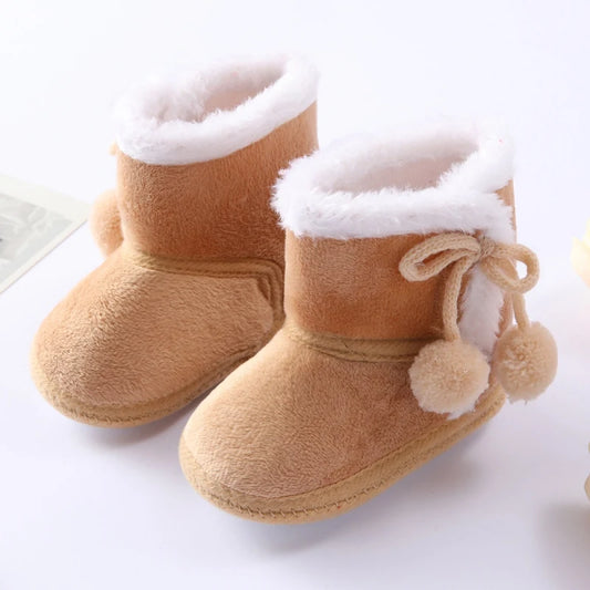 Baywell Winter Warm Fur Snow Boots Baby Booties Anti-slip Infant Boys Bootie Shoes 0-18 Month