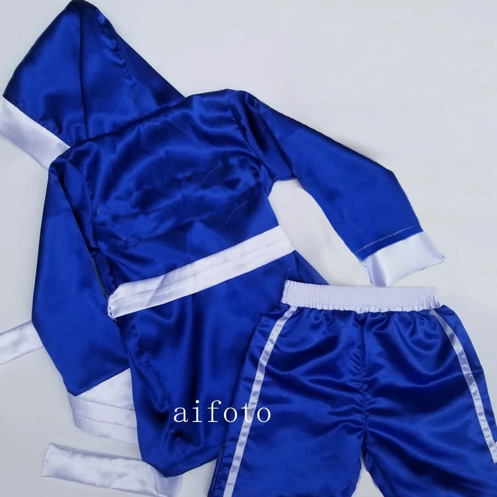 Baby Boxer Red Robe & Pants Set – Sanda Free Fight Boxing Glove Shorts for Newborn Photography Props & Infant Photo Accessories