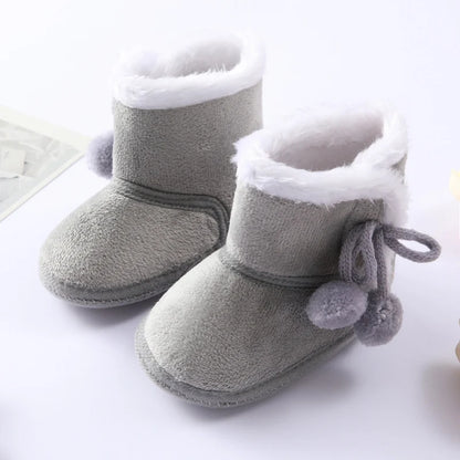 Jlong Winter Newborn Soft Sole First Walker Baby Shoes – Fur Warm Snow Boots for Girls (0-18 Months)