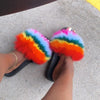 Women’s Real Fox Fur Slide Slippers – Fluffy Plush Furry Sandals with Non-Slip EVA Sole for Indoor & Outdoor Wear