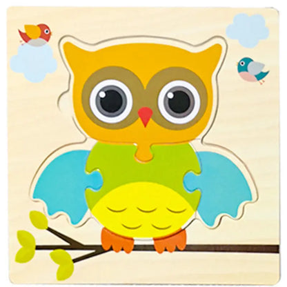 Baby Wooden 3D Puzzle – Tangram Shapes Educational Cartoon Animal Toy for Kids