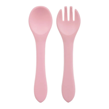 Feeding Wooden Handle Silicone Spoon for Baby – Training Utensils for Solid Foods – Kids' Manipulative Ability Development – Safe and Durable Children's Tableware