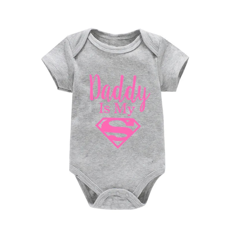 Newborn Baby Romper – "Daddy Is My Hero" Funny Print Bodysuit – Cute & Casual Infant Jumpsuit for Baby Boys & Girls