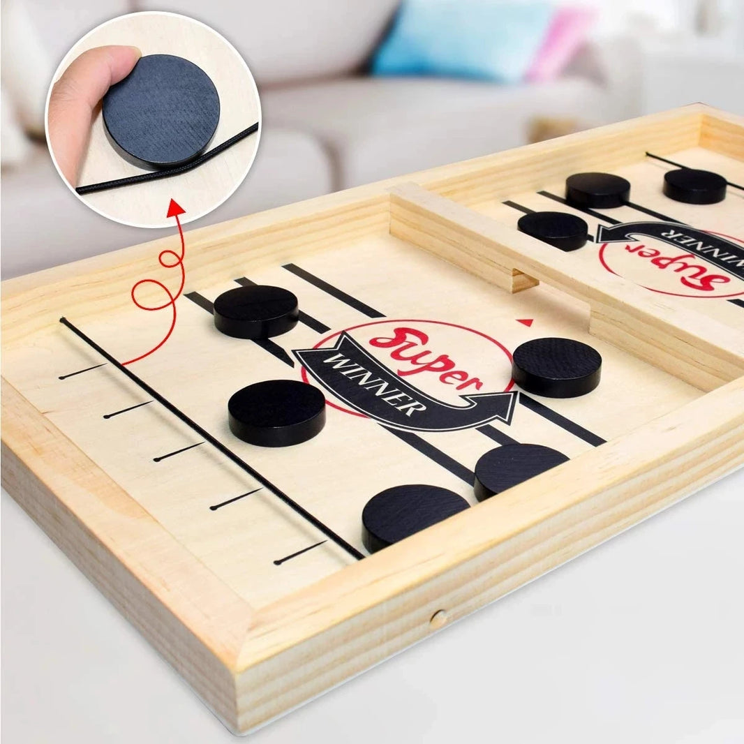 Table Hockey Paced Sling Puck Board Game - Fast Sling Puck Winner Party Game, Adult and Child Family Desktop Battle Game