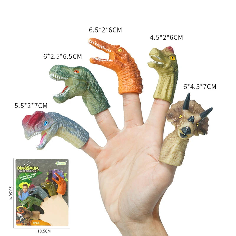 5PCS Kids Animal Finger Puppet Set, Lion Elephant Bear Mini Hand Puppets Educational Toy