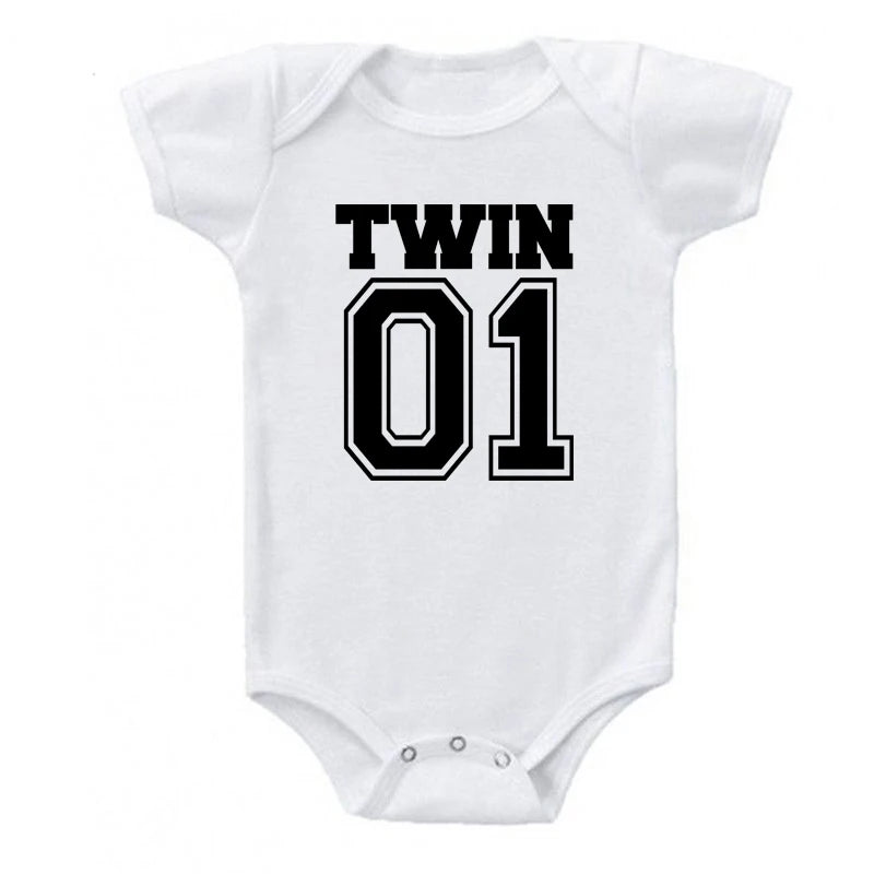 Matching Twin Baby Bodysuits – Cotton Onesies for Boys & Girls | Newborn Twin Outfits | Summer Romper Gift for Twins