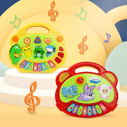 Kids Cartoon Piano Keyboard Game with Animal Sounds and Flashing Lights - Musical Instrument Educational Toy for Babies and Toddlers
