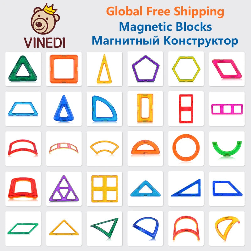 VINEDI Big Magnetic Blocks Designer Construction Set