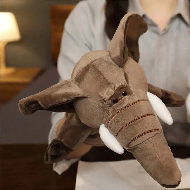 Stuffed Plush Hand and Finger Puppets, Lion Elephant Bunny Monkey Educational Toy for Kids