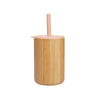 Let's Make 1pc Wooden Water Bottle for School Kids, Silicone Soft Straw Cup, Children's Learning Drinkware, Baby Feeding Bottle
