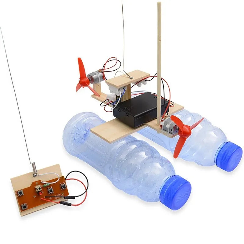 DIY Remote Control Wind Ship Model Science Experiment Kit STEM Toy for Kids