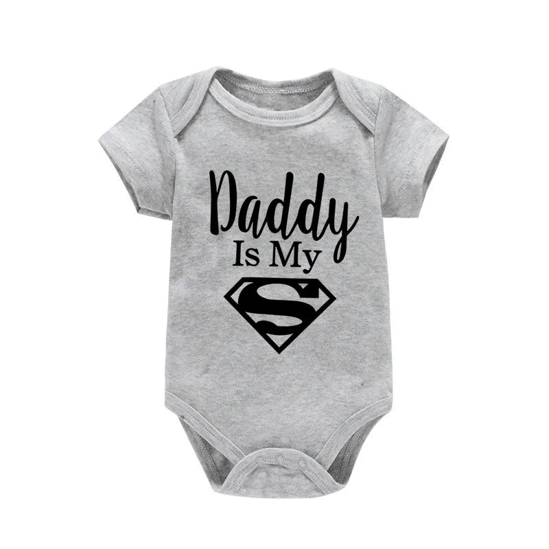 Newborn Baby Romper – "Daddy Is My Hero" Funny Print Bodysuit – Cute & Casual Infant Jumpsuit for Baby Boys & Girls