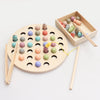 Montessori Wooden Math Toy - Magnetic Fish Puzzle & Bead Counting Clip for Kids