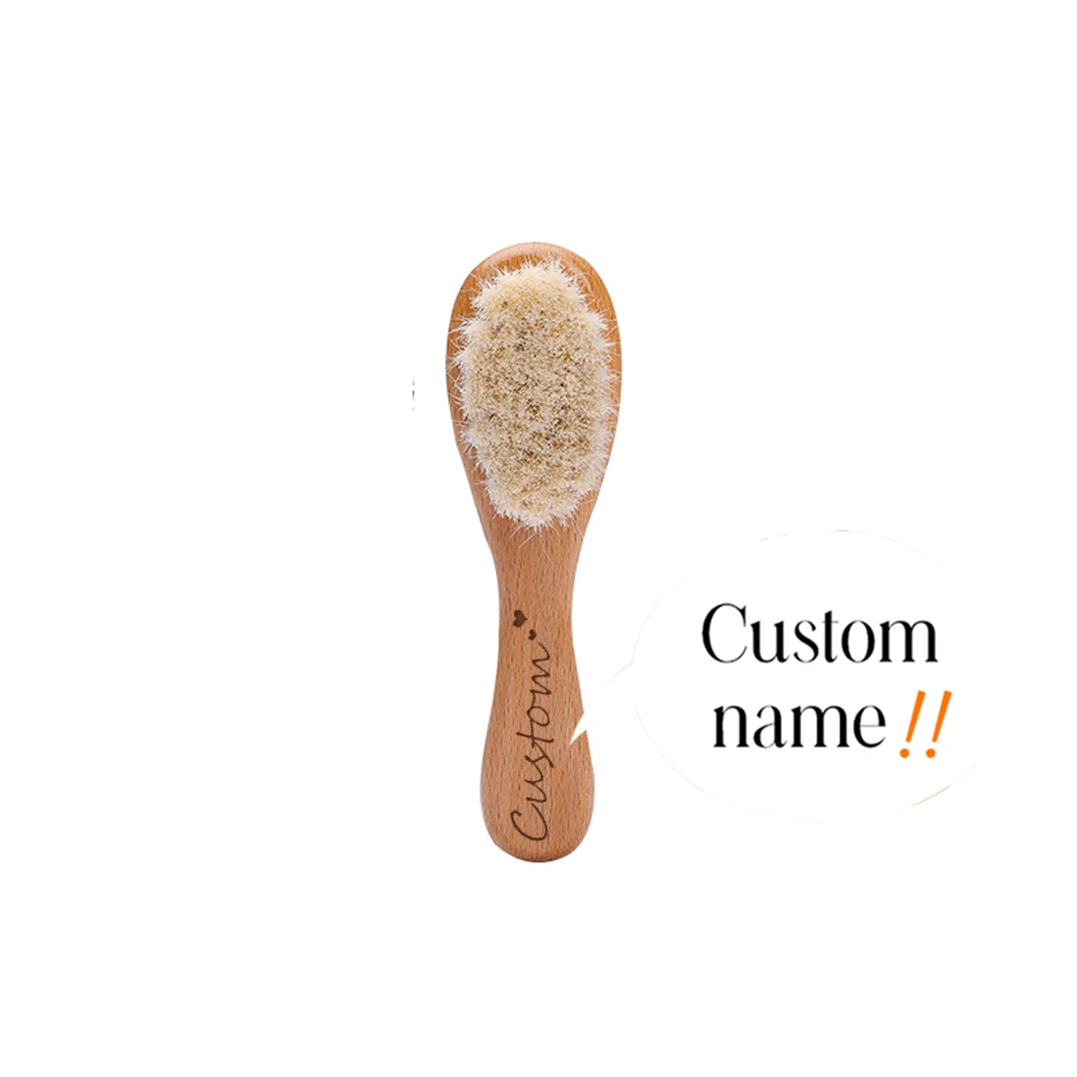 Baby Care Hair Brush for Kids - Girl Bath & Shower - Pure Natural Wool Wooden Comb & Hairbrush - Infant Newborn Massager