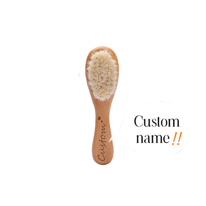 Baby Care Hair Brush for Kids - Girl Bath & Shower - Pure Natural Wool Wooden Comb & Hairbrush - Infant Newborn Massager