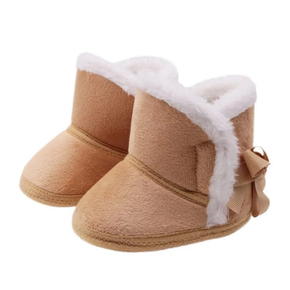 Jlong Winter Newborn Soft Sole First Walker Baby Shoes – Fur Warm Snow Boots for Girls (0-18 Months)